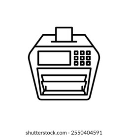 Money counting machine icon linear logo isolated