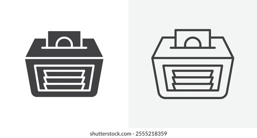 Money counting machine icon. outlined vector style.