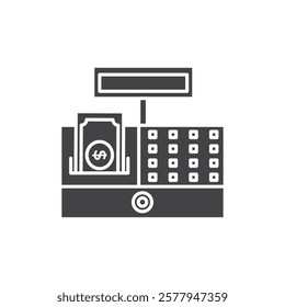 Money counting machine icon Simple thin line flat symbol
