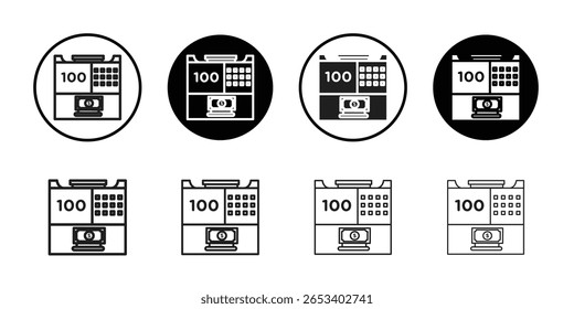 Símbolo aislado del Vector simple del icono de la máquina de contar dinero