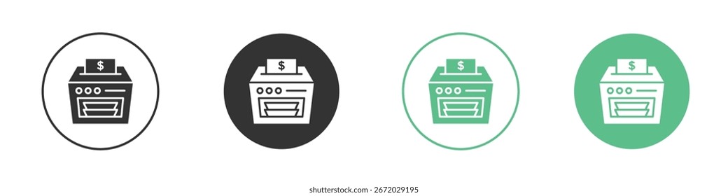 Icono de la máquina de contar dinero para su Sitio web o App. eps10