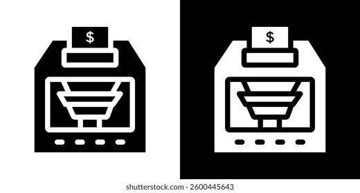 Money counting machine icons vectors set in solid style.