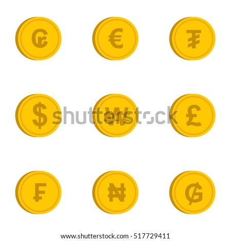 Money of countries icons set. Flat illustration of 9 money of countries vector icons for web