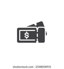 Icono del Vector del Cupón del dinero. cartel plano lleno para el concepto móvil y el Diseño web. Icono de glifo de cupón. Símbolo, ilustración del logotipo. Gráficos de Vector
