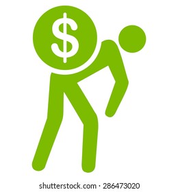 Money courier icon from Business Bicolor Set. Vector style: flat symbol, eco green color, rounded angles, white background.