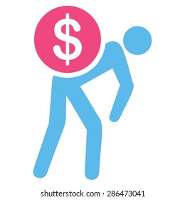 Money courier icon from Business Bicolor Set. Vector style: bicolor flat symbol, pink and blue colors, rounded angles, white background.