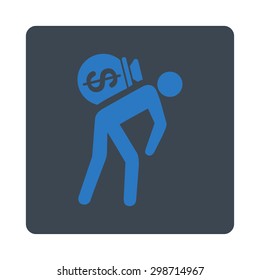 Money Courier icon from Commerce Buttons OverColor Set. Vector style is smooth blue colors, flat square rounded button, white background.