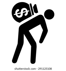 Money Courier icon from Commerce Set. Vector style: flat symbol, black color, rounded angles, white background.