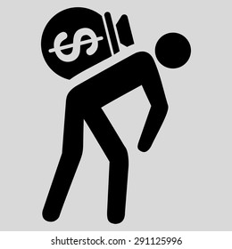 Money Courier icon from Commerce Set. Vector style: flat symbol, black color, rounded angles, light gray background.