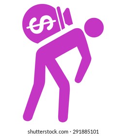 Money Courier icon from Commerce Set. Vector style: flat symbol, violet color, rounded angles, white background.