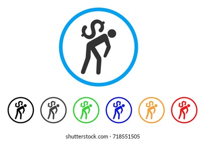 Money Courier rounded icon. Style is a flat money courier grey symbol inside light blue circle with black, gray, green, blue, red, orange color versions.