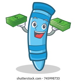 With money crayon character cartoon style