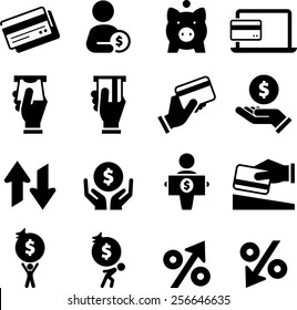 Money, Credit, Finance and Banking Icons