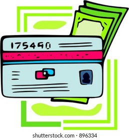 Money with credit\debit card.Vector illustration