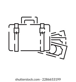 Money crime line icons. Fraud, Online thief and Steal cash set. Phishing robbery, launder money crime and tax offense line icons. Financial evasion, online fraud and wallet cash. Vector 