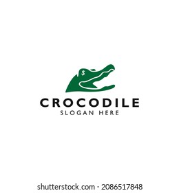 money crocodile logo vector design template with simple, flat and modern styles. 