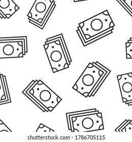 Money currency banknote icon in flat style. Dollar cash vector illustration on white isolated background. Banknote bill seamless pattern business concept.