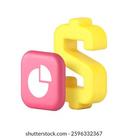 Money currency dollar stock trading analyzing statistic financial control 3d icon realistic vector illustration. Finance graph banking analysis earning economy exchange income investment management