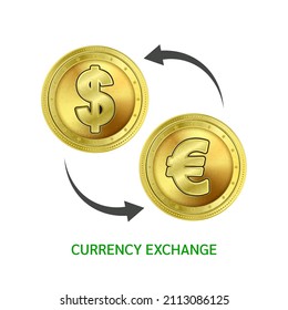 Money currency exchange Dollar and Euro. Banking international trading. Money transfer on stock exchange. Financial concept. Vector illustration. On a white background.