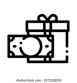 Money Currency Gift Icon Vector. Outline Money Currency Gift Sign. Isolated Contour Symbol Illustration