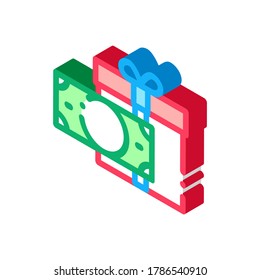 Money Currency Gift Icon Vector. Isometric Money Currency Gift sign. color isolated symbol illustration