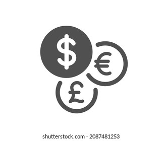 Money currency icon. Cash exchange sign. Stock trade symbol. Classic flat style. Quality design element. Simple money currency icon. Vector