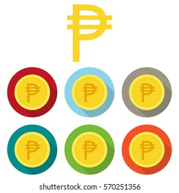 Money Currency Icon. Coin With Peso Sign Vector Illustration.