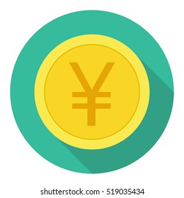 Money currency icon. Coin with Yen sign vector illustration.