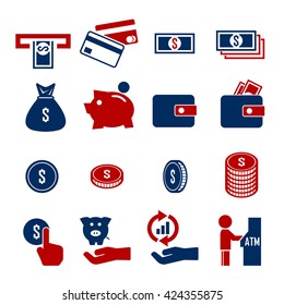 money, currency icon set