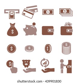 money, currency icon set