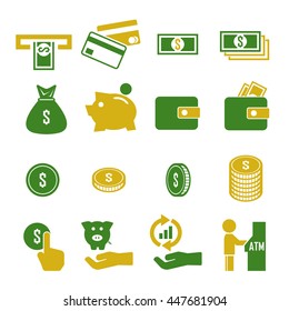 money, currency icon set