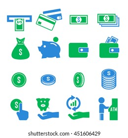 money, currency icon set