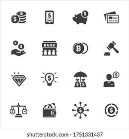 Money & currency icons on white background - Set 3