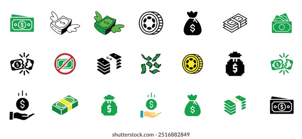 Money and Currency Icons Pack Vector Color