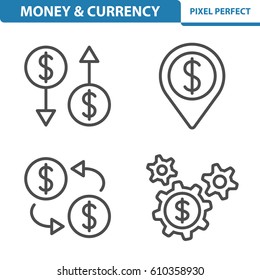 Money & Currency Icons. Professional, pixel perfect icons optimized for both large and small resolutions. EPS 8 format. 5x size for preview.