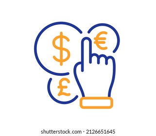Money currency line icon. Cash exchange sign. Stock trade symbol. Colorful thin line outline concept. Linear style money currency icon. Editable stroke. Vector