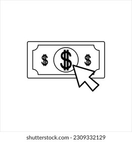 icono del cursor del dinero, para sitio web, diseño gráfico, interfaz de usuario, botón de aplicaciones, clic, ilustración vectorial