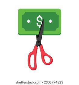 Icono plano vector de corte de dinero Icono ilustración de diseño. Símbolo de comercio de compras y comercio electrónico sobre fondo blanco archivo EPS 10