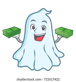 With money cute ghost character cartoon