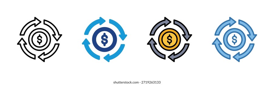 Money Cycle Symbol Set mehrere Stilsammlung
