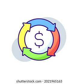 Money cycle RBG color icon. Investment. Thin line vector illustration.