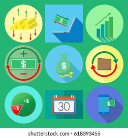 Money and money cycling Flat icons for mobile applications and other