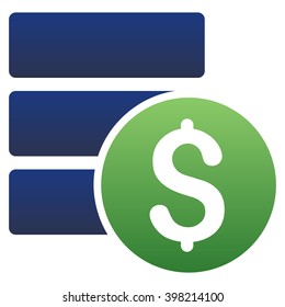 Money Database vector toolbar icon for software design. Style is a gradient icon symbol on a white background.