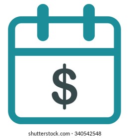 Money Date vector icon. Style is bicolor flat symbol, soft blue colors, rounded angles, white background.