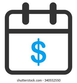 Money Date vector icon. Style is bicolor flat symbol, blue and gray colors, rounded angles, white background.