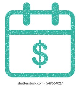 Money Day grainy textured icon for overlay watermark stamps. Flat symbol with dust texture. Dotted vector cyan ink rubber seal stamp with grunge design on a white background.