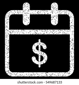 Money Day grainy textured icon for overlay watermark stamps. Flat symbol with dirty texture. Dotted vector white ink rubber seal stamp with grunge design on a black background.