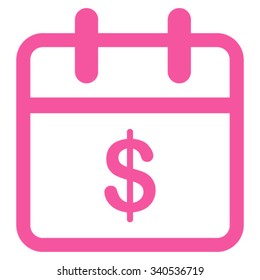 Money Day vector icon. Style is flat symbol, pink color, rounded angles, white background.