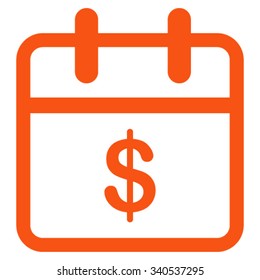 Money Day vector icon. Style is flat symbol, orange color, rounded angles, white background.