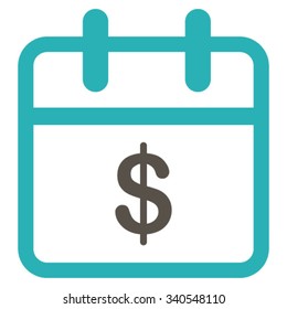 Money Day vector icon. Style is bicolor flat symbol, grey and cyan colors, rounded angles, white background.